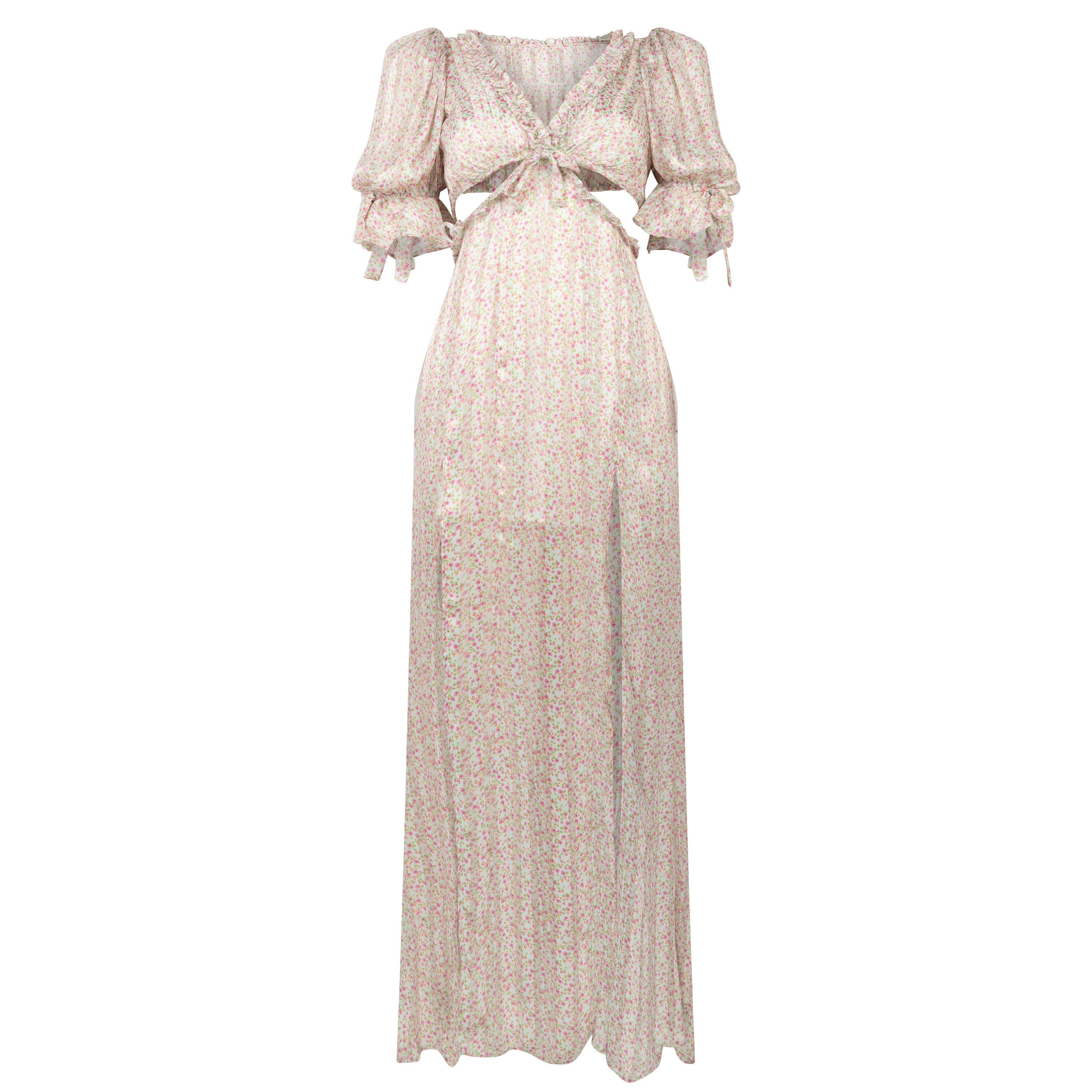 Rent for your upcoming holiday! Something Borrowed For Love &amp; Lemons Floral Maxi Dress with Slits to rent, kledingverhuur
