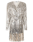 Rotate Sequin Mini Dress with Fringe Details to rent, Date night, Valentine's day. kledingverhuur Nederland België