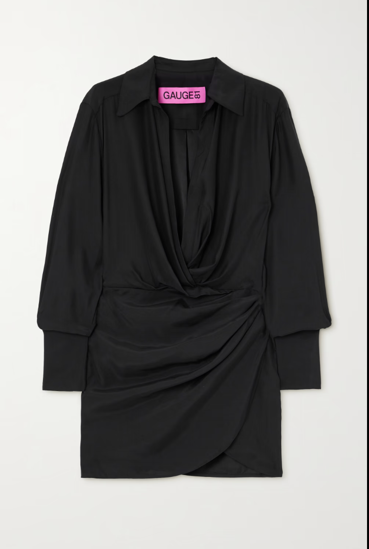 Something Borrowed Gauge81 Naha wrap-effect silk mini shirt dress to rent - kledingverhuur