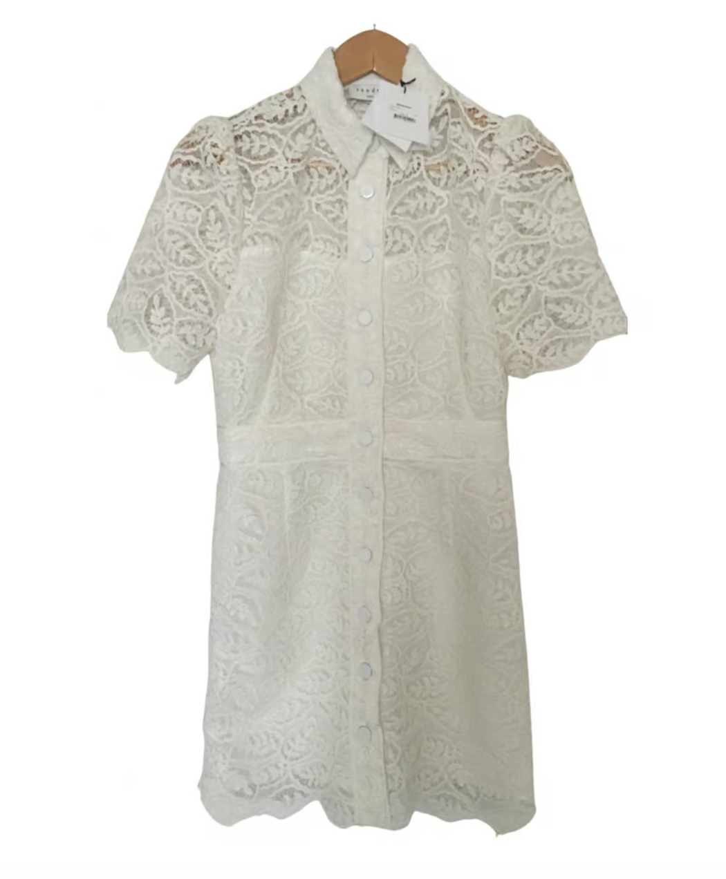 Something Borrowed Sandro White Lace Shirt Dress to rent, kleding verhuur