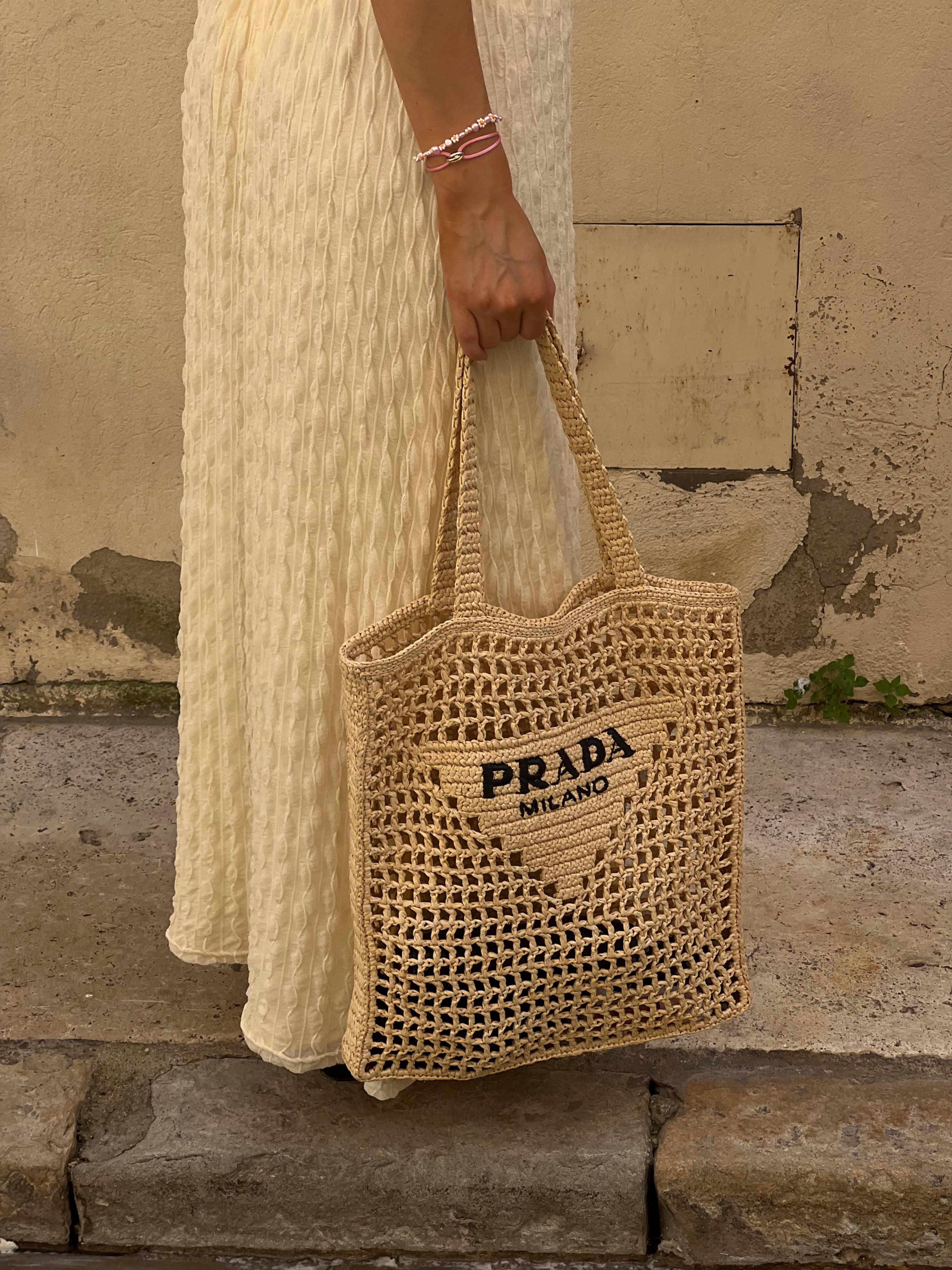 Something Borrowed, Prada crochet tote beach bag