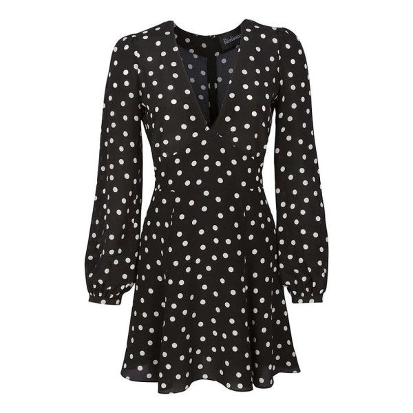 Realisation par polka dot dress, fashion rental, date night outfit
