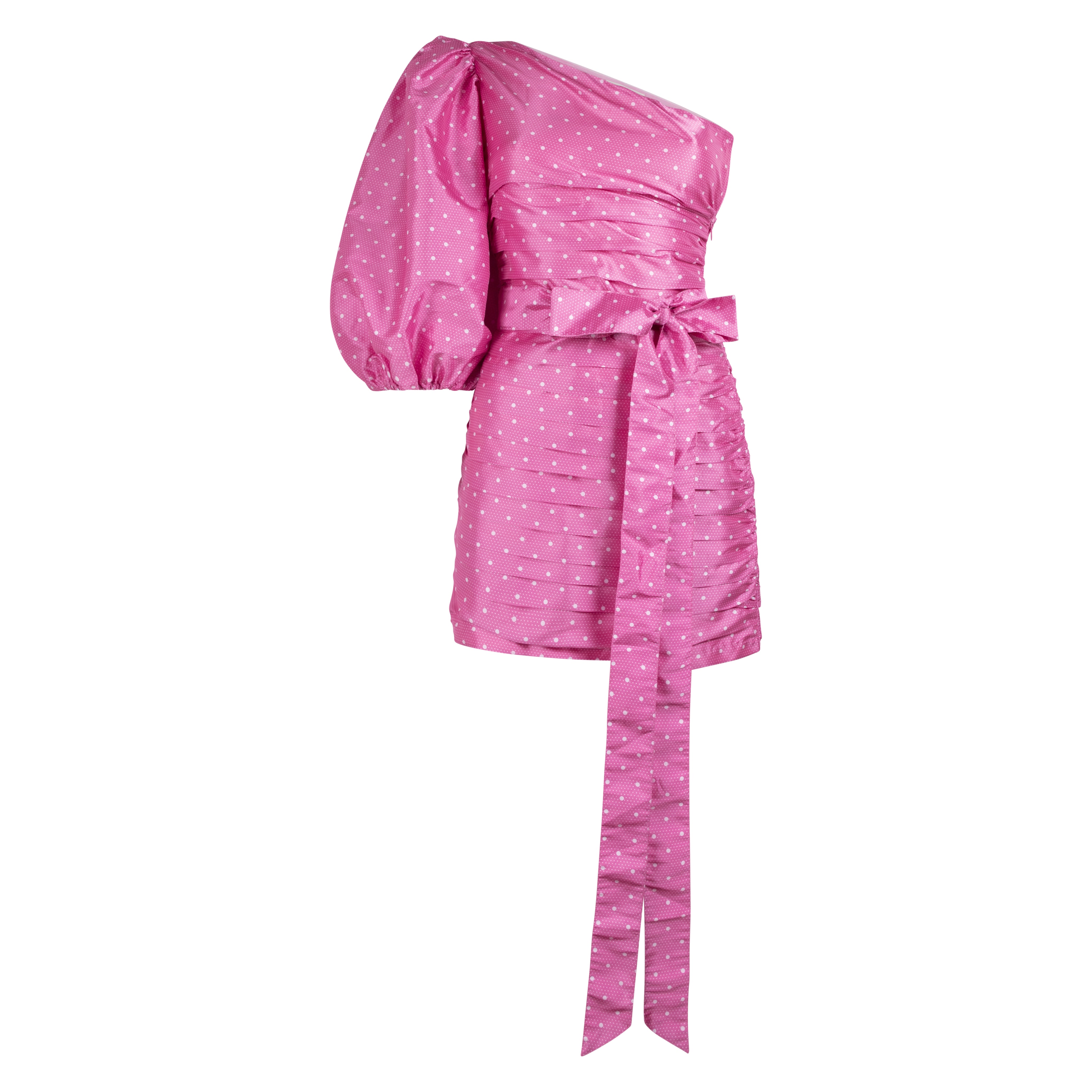 Something Borrowed LoveShackFancy Altie Dress Hot Pink Cherry to rent, kledingverhuur