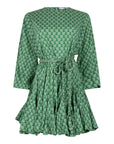 Something Borrowed Rhode Ella Print Green Mini Dress to rent, kledingverhuur. Nederland, Belgie, Antwerpen, Brussels