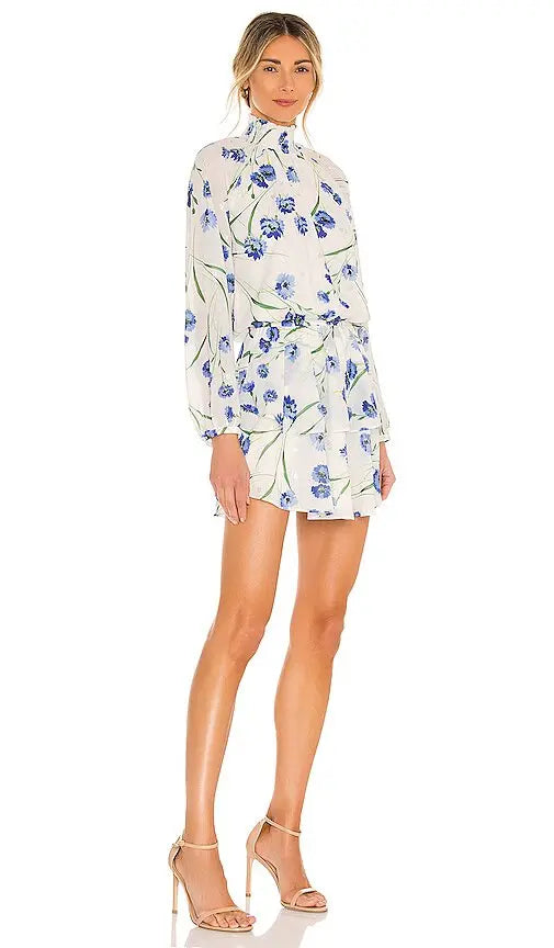 Something Borrowed Yumi Kim Blue Floral Dress to rent, kledingverhuur